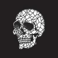 Scary human skull hand drawn in dotwork style. vector