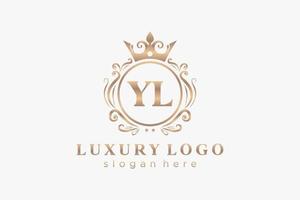 Initial YL Letter Royal Luxury Logo template in vector art for Restaurant, Royalty, Boutique, Cafe, Hotel, Heraldic, Jewelry, Fashion and other vector illustration.