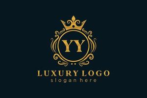 Initial YY Letter Royal Luxury Logo template in vector art for Restaurant, Royalty, Boutique, Cafe, Hotel, Heraldic, Jewelry, Fashion and other vector illustration.