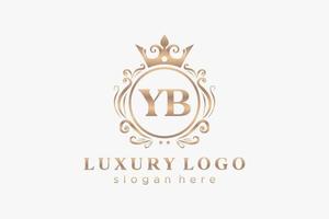 Initial YB Letter Royal Luxury Logo template in vector art for Restaurant, Royalty, Boutique, Cafe, Hotel, Heraldic, Jewelry, Fashion and other vector illustration.