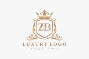 Initial ZB Letter Royal Luxury Logo template in vector art for Restaurant, Royalty, Boutique, Cafe, Hotel, Heraldic, Jewelry, Fashion and other vector illustration.