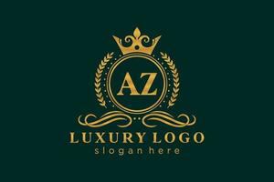 Initial AZ Letter Royal Luxury Logo template in vector art for Restaurant, Royalty, Boutique, Cafe, Hotel, Heraldic, Jewelry, Fashion and other vector illustration.