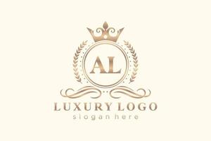 Initial AL Letter Royal Luxury Logo template in vector art for Restaurant, Royalty, Boutique, Cafe, Hotel, Heraldic, Jewelry, Fashion and other vector illustration.