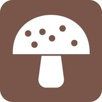 Mushroom Glyph Round Background Icon vector