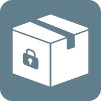 Secure Package Glyph Round Background Icon vector