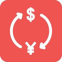 Dollar to Yen Glyph Round Background Icon vector