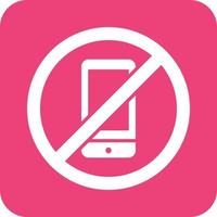 No Cell Phones Glyph Round Background Icon vector