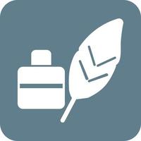 Feather Quill Glyph Round Background Icon vector