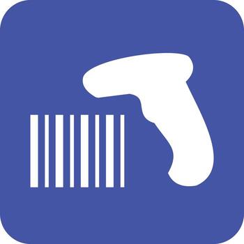 icono de fondo redondo de glifo de lector de código de barras vector