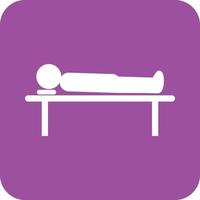 Body Lying on Table Glyph Round Background Icon vector