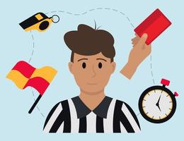 Set With Football Referee And Referees Objects For Sport Competition Vector Illustration Flat Style