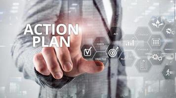 Action Plan Strategy Planning Vision Direction. Financial concept on blurred background. photo