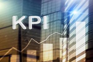 KPI - Key Performance Indicator. Business and technology concept. Multiple exposure, mixed media. Financial concept on blurred background. photo