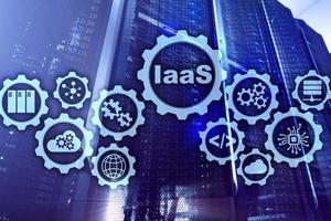 iaas, infraestructura como servicio. Internet en línea y concepto de redes. iconos gráficos en una pantalla digital. foto