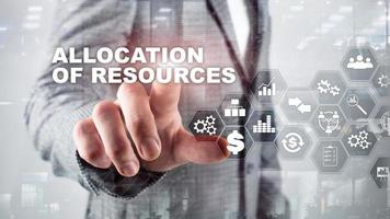 Allocation of resources concept. Strategic planning. Mixed media. Abstract business background. Financial technology and communication concept. photo