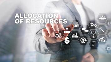 Allocation of resources concept. Strategic planning. Mixed media. Abstract business background. Financial technology and communication concept photo