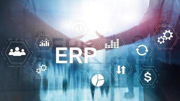 ERP system, Enterprise resource planning on blurred background. Business automation and innovation concept photo