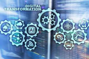 transformación digital concepto de digitalización de procesos de negocio de tecnología. fondo del centro de datos. foto