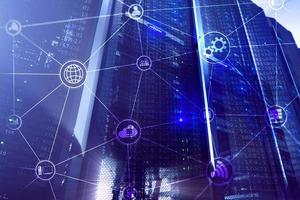 Technology infrastructure cloud computing and communication. Internet concept. photo