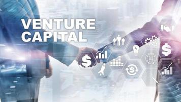 Venture Capital on Virtual Screen. Business, Technology, Internet and network concept. Abstract background. photo