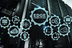 EDGE COMPUTING on modern server room background. Information technology and business concept for resource intensive distributed computing services. photo