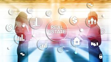 Real estate. Property insurance and security concept. Abstract business background photo