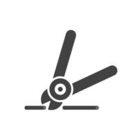 Simple wire cutter icon. Cabling and electrification job logo . Diagonal pliers symbol vector