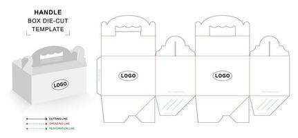 plantilla troquelada de caja de manija vector