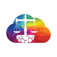 Brain Law Vector Template Design. Balance Icon On Brain Concept Design.