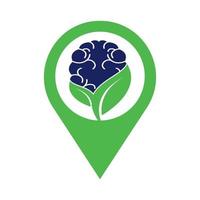 Brain and leaf logo combination vector design. Organic brain logo vector design.