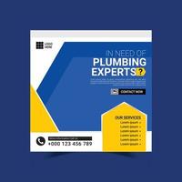 Plumbing or plumber social media post template vector