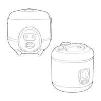 Set of Rice cooker, Magic jar, Illustration vector, Hand drawn art vector, Outline art. vector