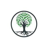 Tree Roots vector logo design. Vector tree with roots logo element.