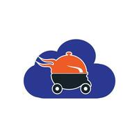 Cloud Food delivery logo design. Fast delivery service sign. Online food delivery service. vector