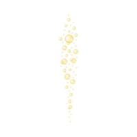 Golden bubbles streaming. Champagne, soda, beer, carbonated water, sparkling wine texture. Molecule of collagen, keratin, jojoba oil, vitamin A or E, omega fatty acids vector