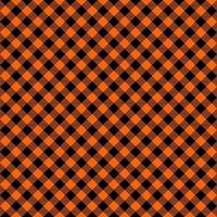 Halloween or Thanksgiving day seamless pattern. Diagonal black and orange striped gingham plaid texture. Checkered background for fall picnic blanket or tablecloth vector