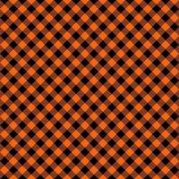 Halloween or Thanksgiving day seamless pattern. Diagonal black and orange striped gingham plaid texture. Checkered background for fall picnic blanket or tablecloth vector