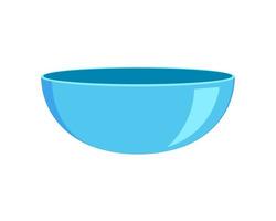 Empty blue plastic or ceramic bowl. Clean dishware for breakfast or dinner vector