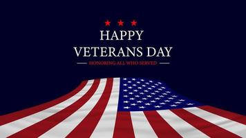 Happy Veterans Day Celebration Background with the USA flag vector