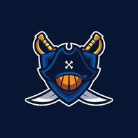 plantillas de logotipo deportivo de piratas de baloncesto vector