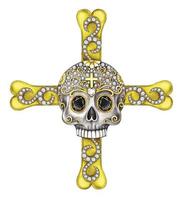 Jewelry design gems and diamond set with fancy skull cross bone. Hand drawing and make graphic vector. vector