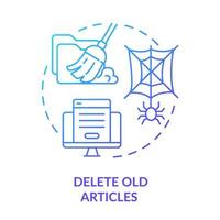 Delete old articles blue gradient concept icon. Site content. Search engine optimization principle abstract idea thin line illustration. Isolated outline drawing. vector