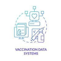 icono de concepto de gradiente azul de sistemas de datos de vacunación. preparación del sistema de salud para tiempos de pandemia idea abstracta ilustración de línea delgada. inmunización. dibujo de contorno aislado. vector