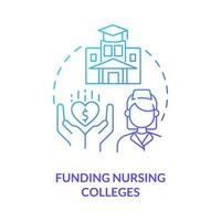 Funding nursing colleges blue gradient concept icon. Improve healthcare system efficiency abstract idea thin line illustration. Professional grants. Isolated outline drawing. vector