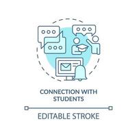 Connection with students turquoise concept icon. Contact to ask question. Environment abstract idea thin line illustration. Isolated outline drawing. Editable stroke. vector