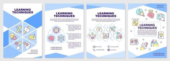 Learning techniques and principles brochure template. Leaflet design with linear icons. Editable 4 vector layouts for presentation, annual reports.