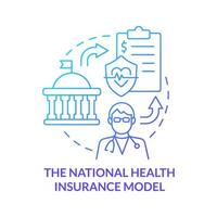 National health insurance model blue gradient concept icon. Type of healthcare systems abstract idea thin line illustration. Government-run program. Isolated outline drawing. vector