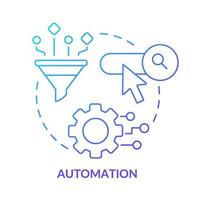 icono de concepto de gradiente azul de automatización. Software para tareas repetitivas. optimización de motores de búsqueda idea abstracta ilustración de línea delgada. dibujo de contorno aislado. vector