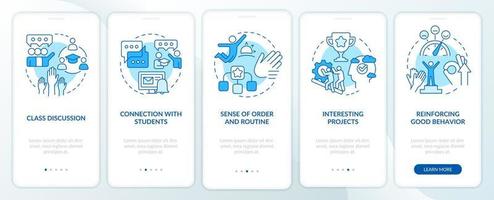 Healthy learning environament blue onboarding mobile app screen. Walkthrough 5 steps editable graphic instructions with linear concepts. UI, UX, GUI template. vector