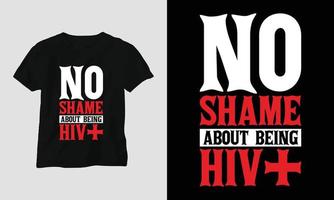 diseño de camisetas del día mundial del sida con colores rojo y rosa y cinta de signos de sida, condón vector